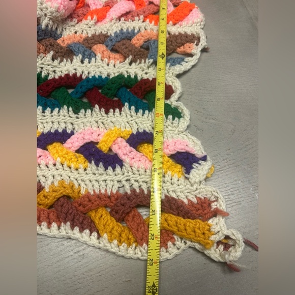 Crochet Multicolor Hand Made Bed Runner/ Foot Warmer/ Table Runner 23” X 73” - Picture 5 of 14